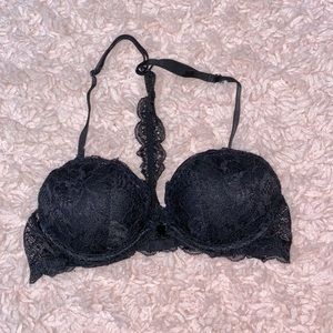 Front-close Black Floral Bra by PINK